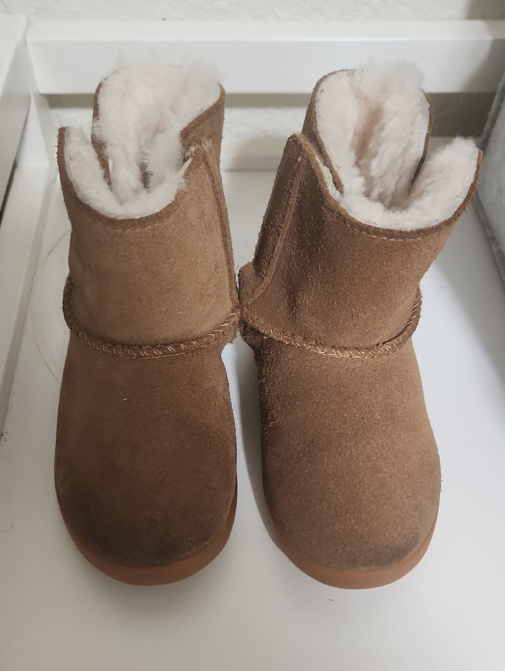 UGG Suede Shearling Ankle Booties - Chestnut Brown